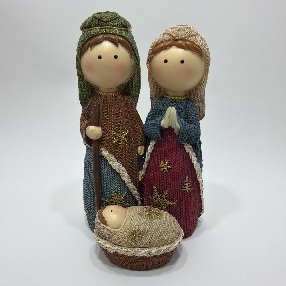 Tii Collections Nativity Burlap Resin 6.5" Joseph Mary Jesus Christmas Holiday